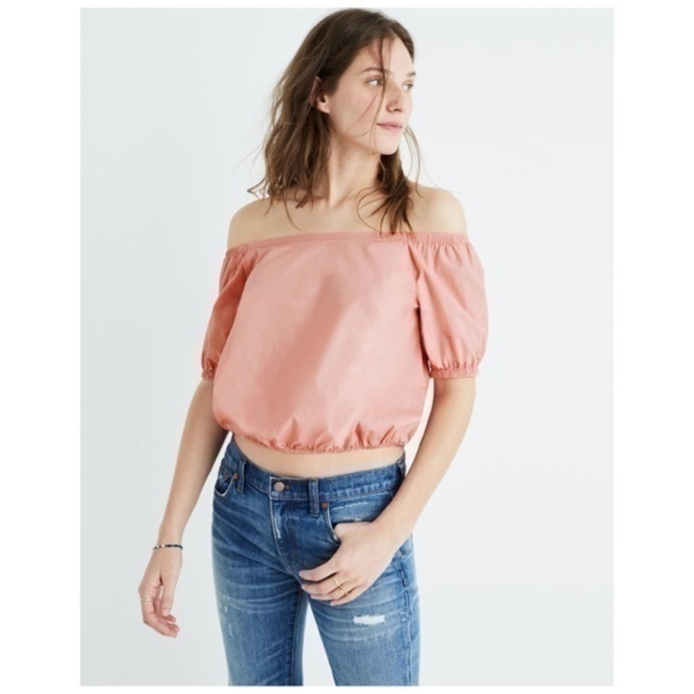 Madewell Off-the-Shoulder Bubble Top in Weathered Pink 100% Cotton Size XS